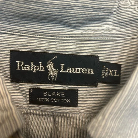 Ralph Lauren Blue Seersucker Casual Button Down Shirt - Picture 3 of 4